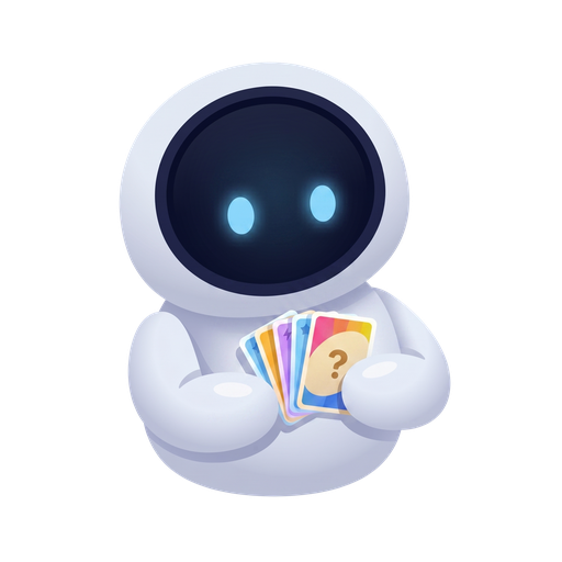 Daily Deck mascot holding a fan of colorful cards